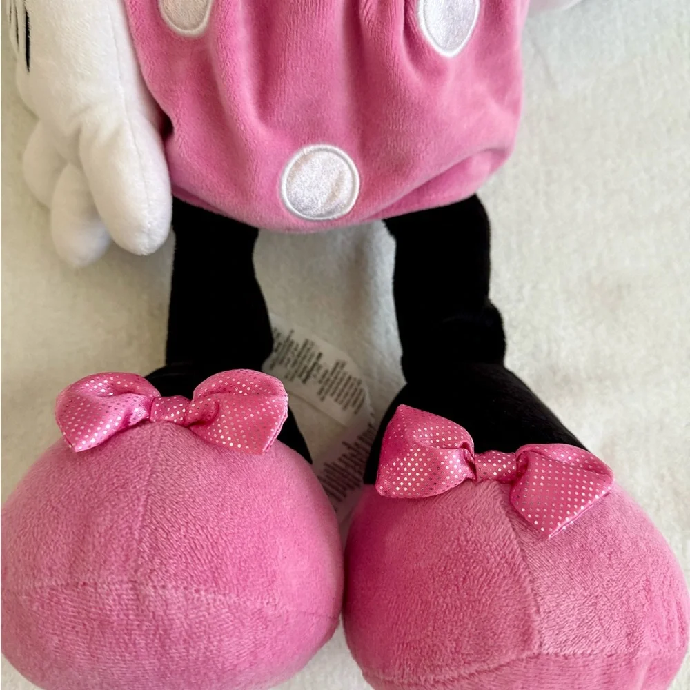 Disney Minnie Mouse Plush 27” Stuffed Animal Pink Polka Dot Bow and Dress